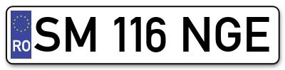 Placuta inmatriculare numar auto  SM-116-NGE, SM 116 NGE, SM116NGE