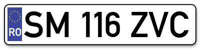 Placuta inmatriculare numar auto  SM-116-ZVC, SM 116 ZVC, SM116ZVC