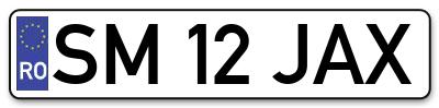 Placuta inmatriculare numar auto  SM-12-JAX, SM 12 JAX, SM12JAX