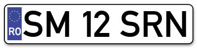Placuta inmatriculare numar auto  SM-12-SRN, SM 12 SRN, SM12SRN