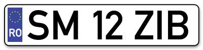 Placuta inmatriculare numar auto  SM-12-ZIB, SM 12 ZIB, SM12ZIB