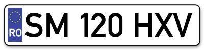 Placuta inmatriculare numar auto  SM-120-HXV, SM 120 HXV, SM120HXV