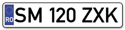 Placuta inmatriculare numar auto  SM-120-ZXK, SM 120 ZXK, SM120ZXK