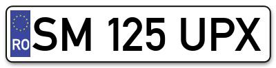 Placuta inmatriculare numar auto  SM-125-UPX, SM 125 UPX, SM125UPX
