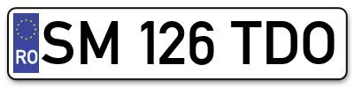 Placuta inmatriculare numar auto  SM-126-TDO, SM 126 TDO, SM126TDO