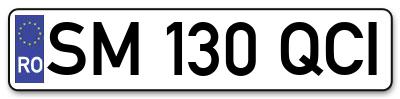 Placuta inmatriculare numar auto  SM-130-QCI, SM 130 QCI, SM130QCI