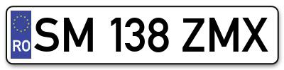 Placuta inmatriculare numar auto  SM-138-ZMX, SM 138 ZMX, SM138ZMX