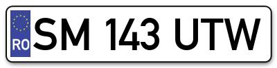 Placuta inmatriculare numar auto  SM-143-UTW, SM 143 UTW, SM143UTW