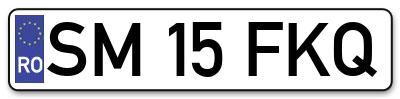 Placuta inmatriculare numar auto  SM-15-FKQ, SM 15 FKQ, SM15FKQ