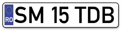 Placuta inmatriculare numar auto  SM-15-TDB, SM 15 TDB, SM15TDB