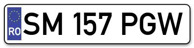 Placuta inmatriculare numar auto  SM-157-PGW, SM 157 PGW, SM157PGW