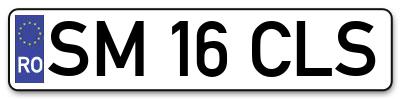 Placuta inmatriculare numar auto  SM-16-CLS, SM 16 CLS, SM16CLS