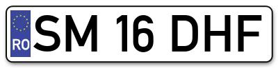 Placuta inmatriculare numar auto  SM-16-DHF, SM 16 DHF, SM16DHF