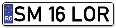 Placuta inmatriculare numar auto  SM-16-LOR, SM 16 LOR, SM16LOR