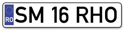 Placuta inmatriculare numar auto  SM-16-RHO, SM 16 RHO, SM16RHO