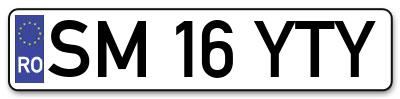 Placuta inmatriculare numar auto  SM-16-YTY, SM 16 YTY, SM16YTY