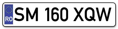 Placuta inmatriculare numar auto  SM-160-XQW, SM 160 XQW, SM160XQW