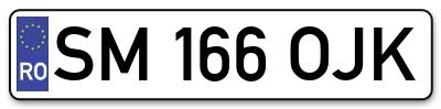 Placuta inmatriculare numar auto  SM-166-OJK, SM 166 OJK, SM166OJK