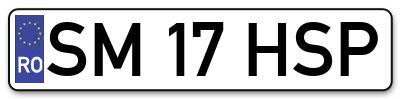 Placuta inmatriculare numar auto  SM-17-HSP, SM 17 HSP, SM17HSP