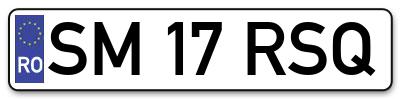 Placuta inmatriculare numar auto  SM-17-RSQ, SM 17 RSQ, SM17RSQ