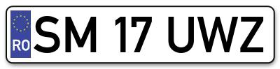 Placuta inmatriculare numar auto  SM-17-UWZ, SM 17 UWZ, SM17UWZ