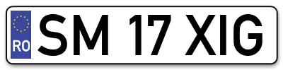 Placuta inmatriculare numar auto  SM-17-XIG, SM 17 XIG, SM17XIG