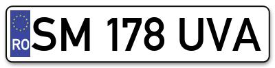 Placuta inmatriculare numar auto  SM-178-UVA, SM 178 UVA, SM178UVA