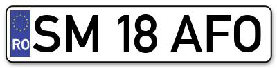 Placuta inmatriculare numar auto  SM-18-AFO, SM 18 AFO, SM18AFO