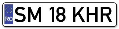 Placuta inmatriculare numar auto  SM-18-KHR, SM 18 KHR, SM18KHR