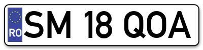Placuta inmatriculare numar auto  SM-18-QOA, SM 18 QOA, SM18QOA
