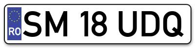 Placuta inmatriculare numar auto  SM-18-UDQ, SM 18 UDQ, SM18UDQ