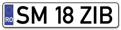 Placuta inmatriculare numar auto  SM-18-ZIB, SM 18 ZIB, SM18ZIB