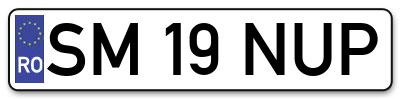 Placuta inmatriculare numar auto  SM-19-NUP, SM 19 NUP, SM19NUP