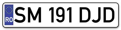 Placuta inmatriculare numar auto  SM-191-DJD, SM 191 DJD, SM191DJD