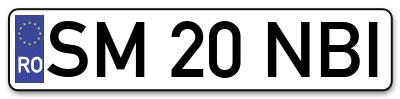 Placuta inmatriculare numar auto  SM-20-NBI, SM 20 NBI, SM20NBI