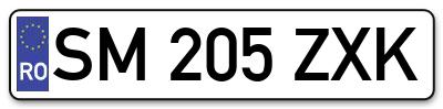 Placuta inmatriculare numar auto  SM-205-ZXK, SM 205 ZXK, SM205ZXK