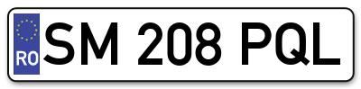 Placuta inmatriculare numar auto  SM-208-PQL, SM 208 PQL, SM208PQL