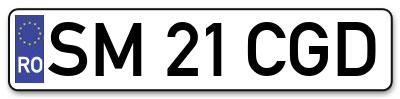 Placuta inmatriculare numar auto  SM-21-CGD, SM 21 CGD, SM21CGD