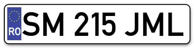 Placuta inmatriculare numar auto  SM-215-JML, SM 215 JML, SM215JML