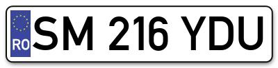 Placuta inmatriculare numar auto  SM-216-YDU, SM 216 YDU, SM216YDU