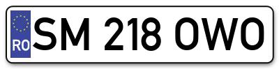 Placuta inmatriculare numar auto  SM-218-OWO, SM 218 OWO, SM218OWO