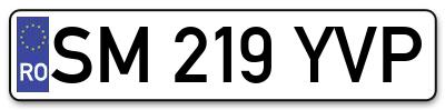 Placuta inmatriculare numar auto  SM-219-YVP, SM 219 YVP, SM219YVP