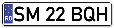 Placuta inmatriculare numar auto  SM-22-BQH, SM 22 BQH, SM22BQH