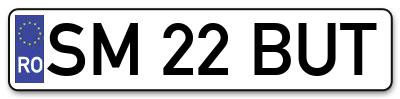 Placuta inmatriculare numar auto  SM-22-BUT, SM 22 BUT, SM22BUT