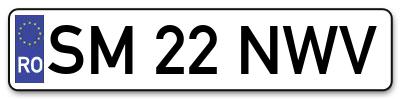 Placuta inmatriculare numar auto  SM-22-NWV, SM 22 NWV, SM22NWV