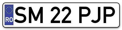 Placuta inmatriculare numar auto  SM-22-PJP, SM 22 PJP, SM22PJP