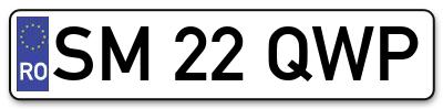 Placuta inmatriculare numar auto  SM-22-QWP, SM 22 QWP, SM22QWP