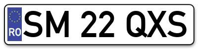 Placuta inmatriculare numar auto  SM-22-QXS, SM 22 QXS, SM22QXS