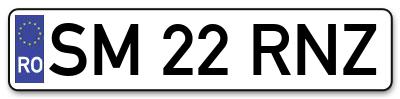 Placuta inmatriculare numar auto  SM-22-RNZ, SM 22 RNZ, SM22RNZ