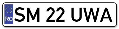 Placuta inmatriculare numar auto  SM-22-UWA, SM 22 UWA, SM22UWA